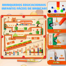 Brinquedo Montessori Labirinto Magnético Madeira Quebra-Cabeças Casa Cogumelo + Números/Cores -Educativo para Crianças