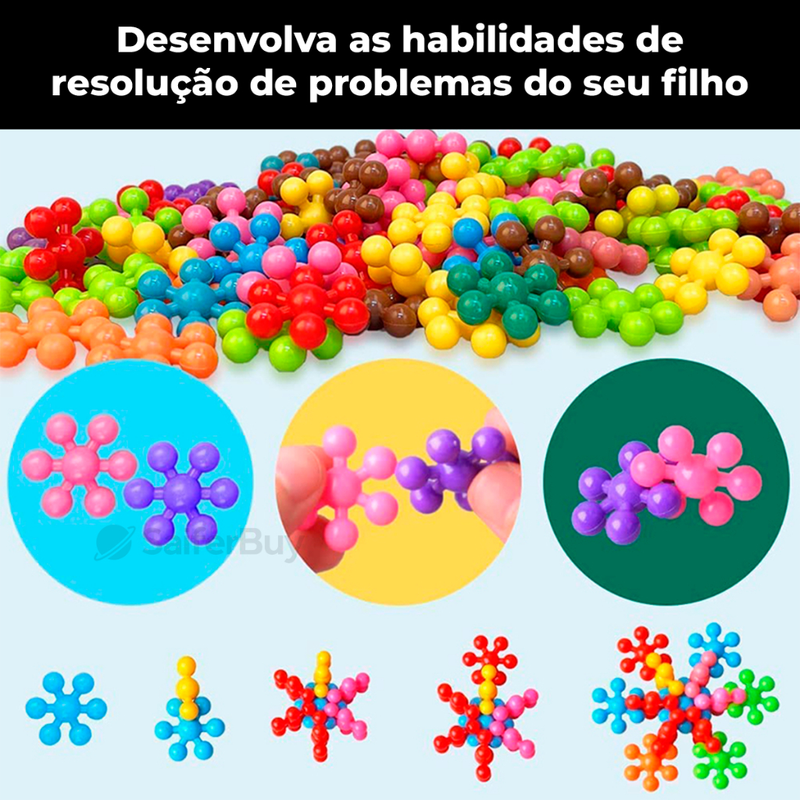 Brinquedo Blocos De Montar Encaixar 100 Peças Colorido Educativo Criativo Para Crianças