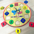 Relógio Pedagógico Infantil de Encaixe em Madeira Brinquedo Educativo