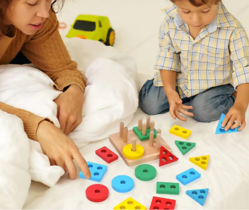Encaixe Divertido 17 Pçs MDF Brinquedo Educativo Didático Infantil Pedagogia Colorido Cores Sortidas