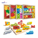 Quebra Cabeça Encaixe Divertido 3D Jogo da Velha MDF Educativo Brinquedo Bebê Pedagógico Sensorial