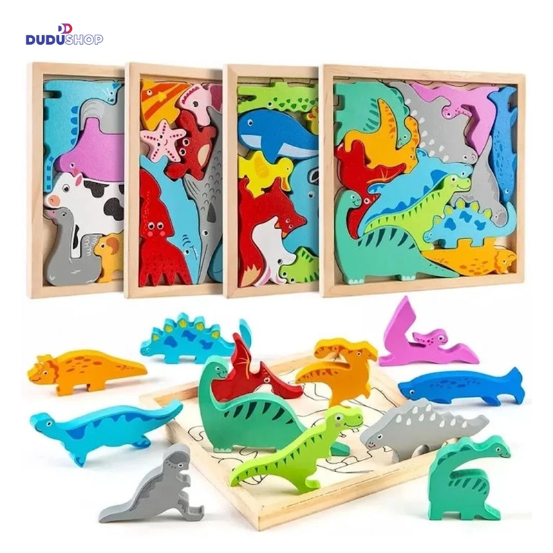 Quebra Cabeça Encaixe Divertido 3D Jogo da Velha MDF Educativo Brinquedo Bebê Pedagógico Sensorial