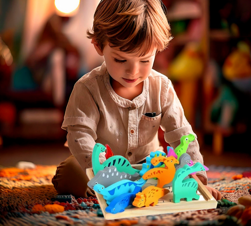Quebra Cabeça Encaixe Divertido 3D Jogo da Velha MDF Educativo Brinquedo Bebê Pedagógico Sensorial
