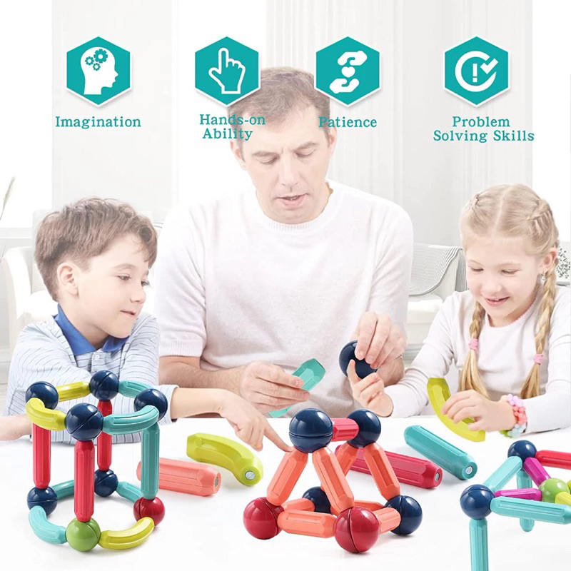 Blocos de Montar Magnético Construção Bastãos e Bolas Brinquedo Educativo Infantil