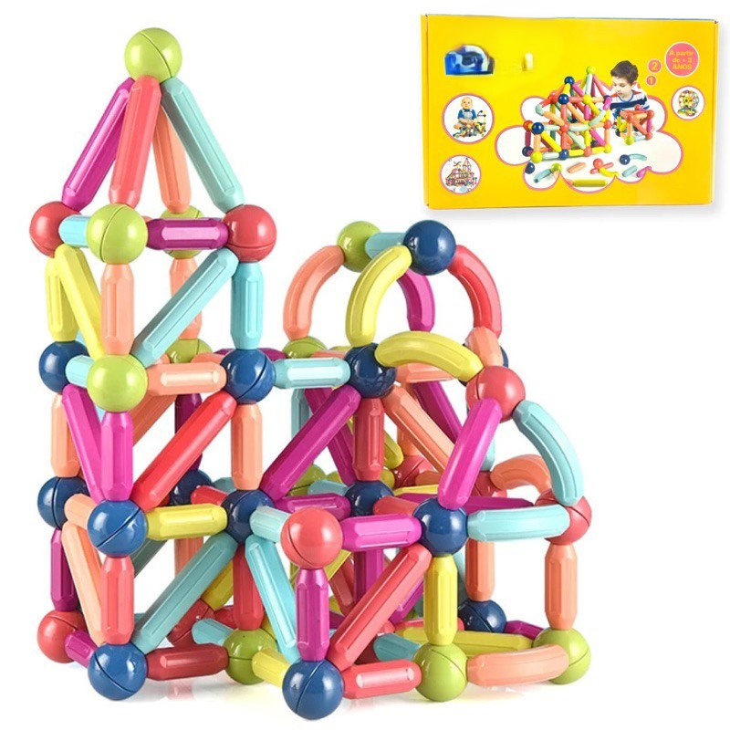 Blocos de Montar Magnético Construção Bastãos e Bolas Brinquedo Educativo Infantil