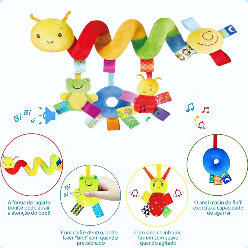 MEDOOSI Bebê Recém Nascido Mobile Centopeia Espiral /ARCO-IRIS Coruja Carrinho Brinquedo Conforto de Berço Com Chocalho
