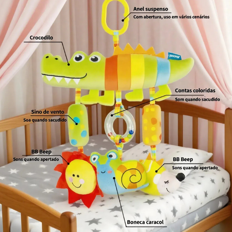 MEDOOSI Bebê Recém Nascido Mobile Centopeia Espiral /ARCO-IRIS Coruja Carrinho Brinquedo Conforto de Berço Com Chocalho