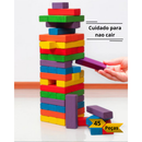 KIT3 Jogo Caiu Perdeu Pais & Filhos de plastico Jogo da Torre 45 Peças Desenvolve Coordenação Motora