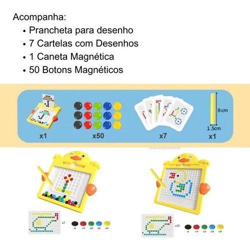 Lousa Mágica Caneta Magnética prancheta Infantil Educativo Autismo Cartelas Desenho
