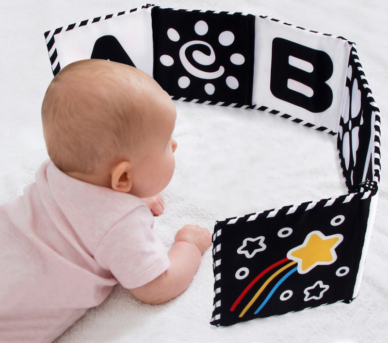 Livro De Pano Macio Para Bebês Alto Contraste Preto E Branco Sensorial Brinquedos De Pequeno Porte